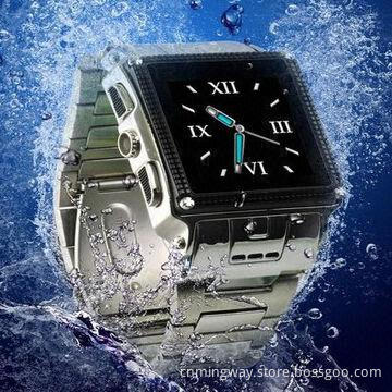 Stainless Steel Waterproof Watch Mobile Phone, 60 x 48.5 x 15.5mm Size